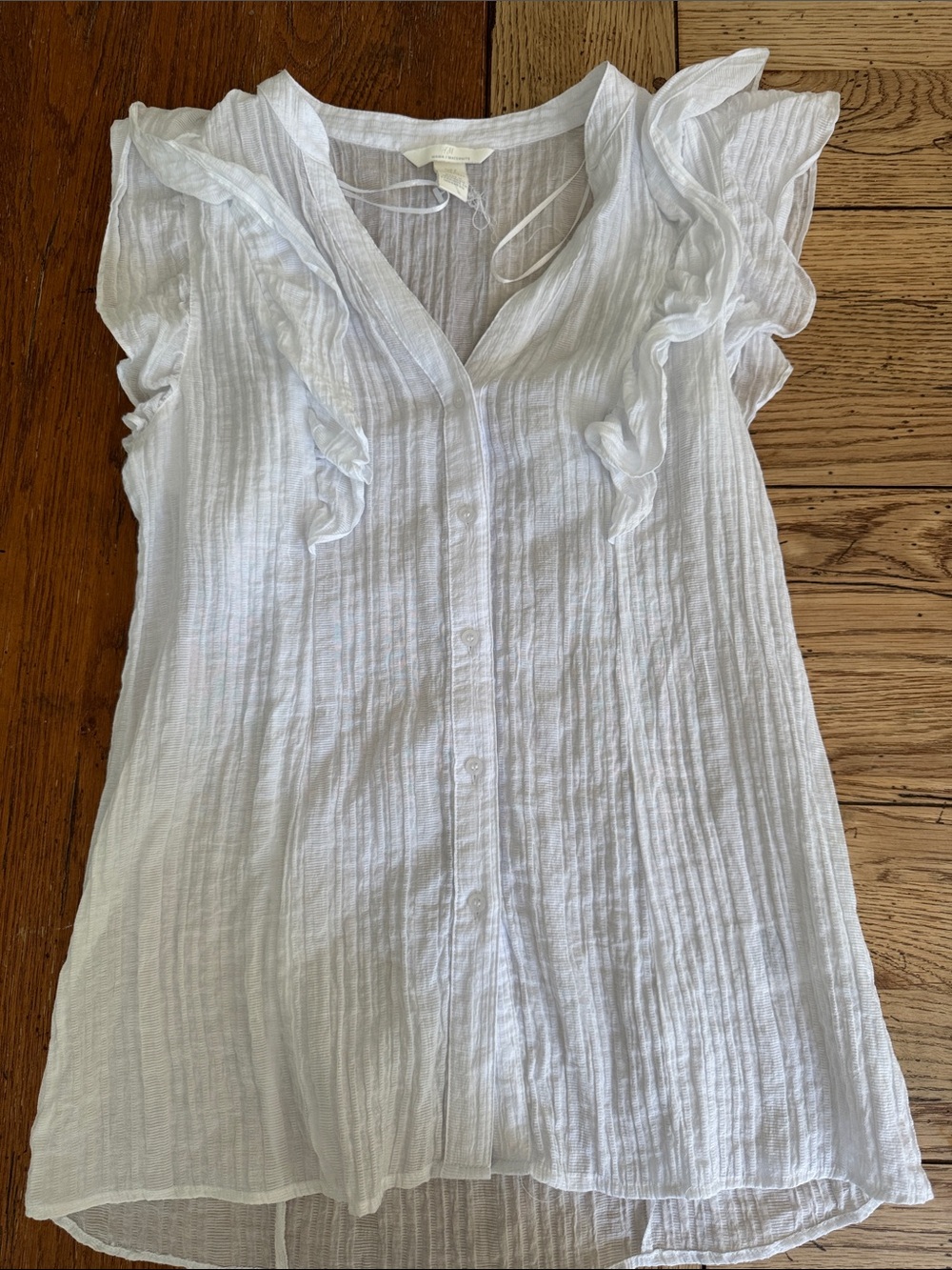 H&M Maternity White Ruffle-Sleeve Button Front Blouse